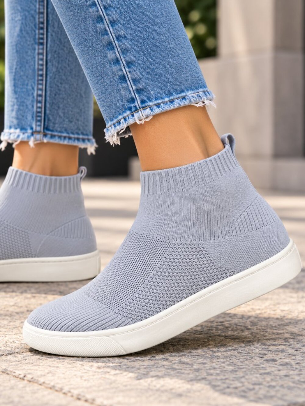 Soda Grey Knit Sock Sneakers 9